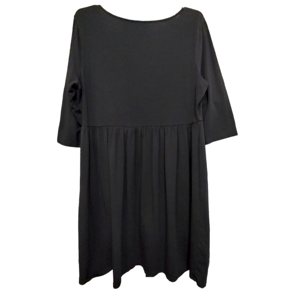 Garnet Hill Black Quarter Sleeve Knee Length Jersey Dress Women's Size Medium M - Picture 2 of 5